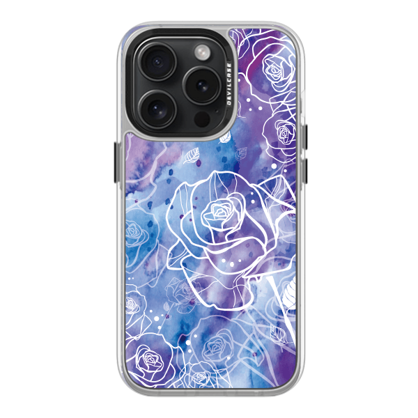 彩繪手機殼 - 渲藍紫玫瑰 | 惡魔防摔殼(標準版): 透明