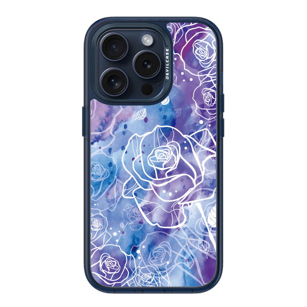 彩繪手機殼 - 渲藍紫玫瑰 | 惡魔防摔殼(標準版): 透海藍