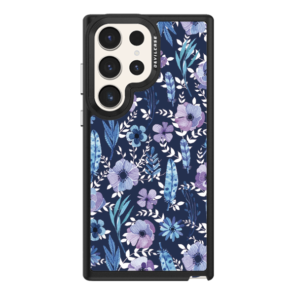 彩繪手機殼 - 少女手帳-紫花 | 惡魔防摔殼(標準版): 黑色