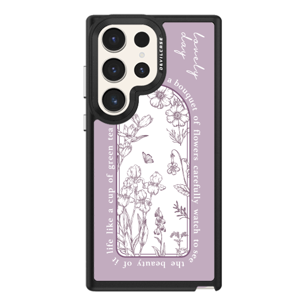 彩繪手機殼 - 法式薰衣紫花園 | 惡魔防摔殼(標準版): 黑色
