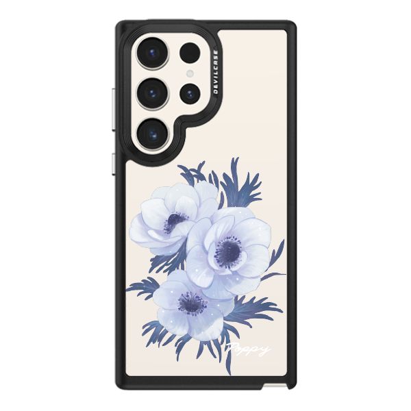 彩繪手機殼 - 藍紫罌粟花 | 惡魔防摔殼(標準版): 黑色