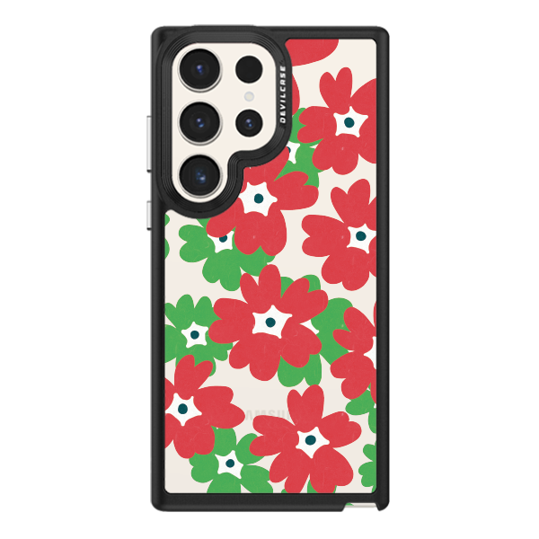 彩繪手機殼 - 紅綠花團 | 惡魔防摔殼(標準版): 黑色