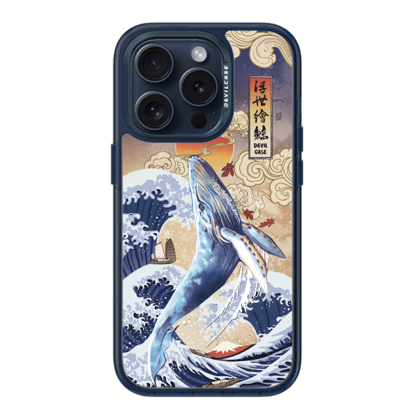 彩繪手機殼 - 浮世繪鯨 | 惡魔防摔殼(標準版): 透海藍