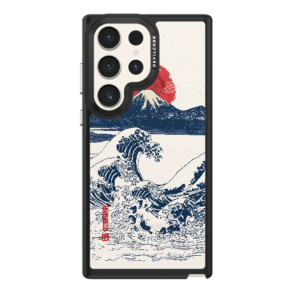 彩繪手機殼 - 富士山浪 | 惡魔防摔殼(標準版): 黑色