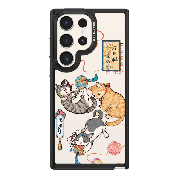 彩繪手機殼 - 浮世貓子貓組 | 惡魔防摔殼(標準版): 黑色