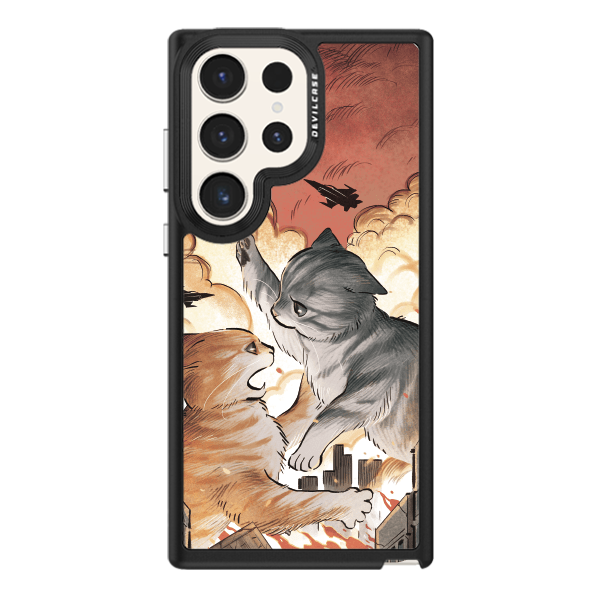 彩繪手機殼 - 怪獸貓咪打架 | 惡魔防摔殼(標準版): 黑色