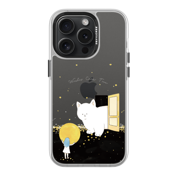 彩繪手機殼 - 星空下的小白貓 | 惡魔防摔殼(標準版): 透明