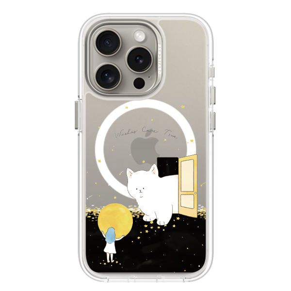 彩繪手機殼 - 星空下的小白貓 | 惡魔防摔殼(磁吸版)