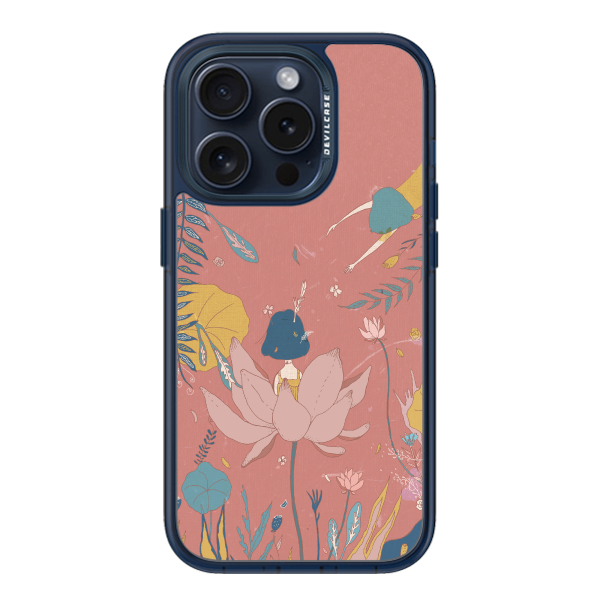 彩繪手機殼 - 粉色荷花園 | 惡魔防摔殼(標準版): 透海藍