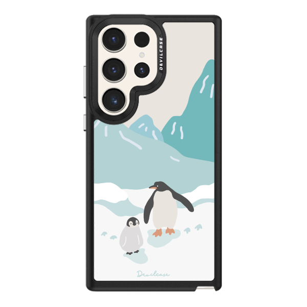 彩繪手機殼 - 企鵝寶寶與他的家長 | 惡魔防摔殼(標準版): 黑色