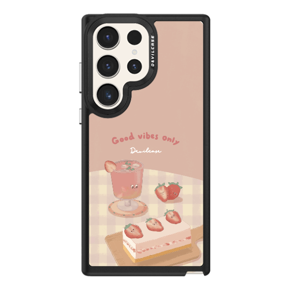 彩繪手機殼 - 好心情草莓甜點 | 惡魔防摔殼(標準版): 黑色