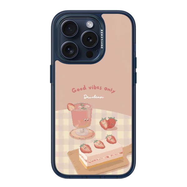 彩繪手機殼 - 好心情草莓甜點 | 惡魔防摔殼(標準版): 透海藍