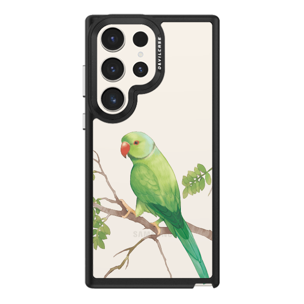 彩繪手機殼 - 綠月輪鸚鵡 | 惡魔防摔殼(標準版): 黑色