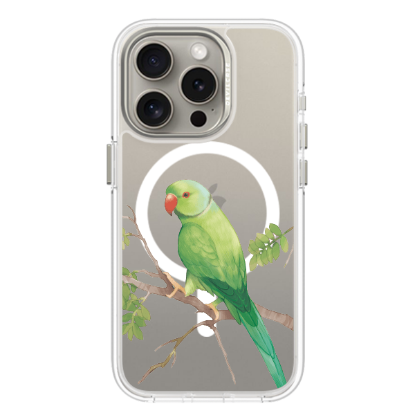 彩繪手機殼 - 綠月輪鸚鵡 | 惡魔防摔殼(磁吸版)