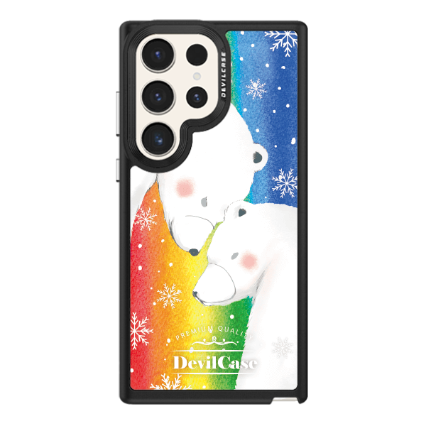 彩繪手機殼 - 彩虹北極熊 | 惡魔防摔殼(標準版): 黑色