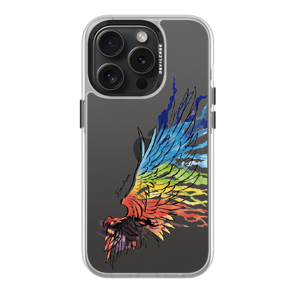 彩繪手機殼 - 彩虹和平翅膀(右黑) | 惡魔防摔殼(標準版): 透明