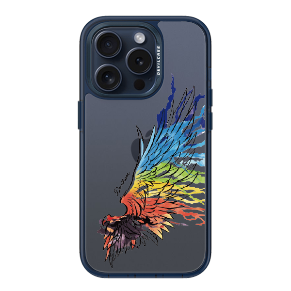 彩繪手機殼 - 彩虹和平翅膀(右黑) | 惡魔防摔殼(標準版): 透海藍