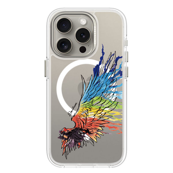 彩繪手機殼 - 彩虹和平翅膀(右黑) | 惡魔防摔殼(磁吸版)