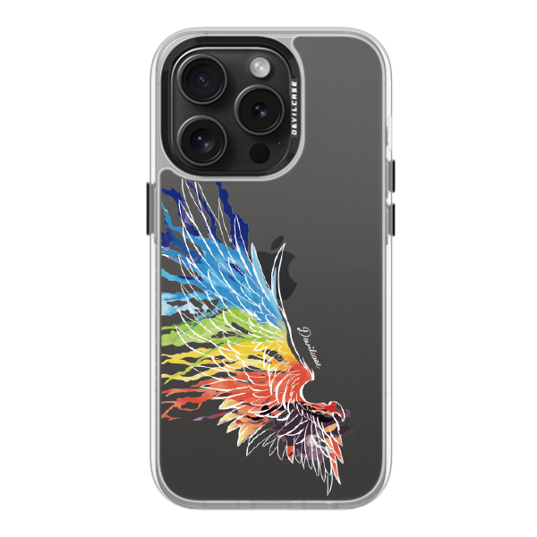 彩繪手機殼 - 彩虹和平翅膀(左白) | 惡魔防摔殼(標準版): 透明