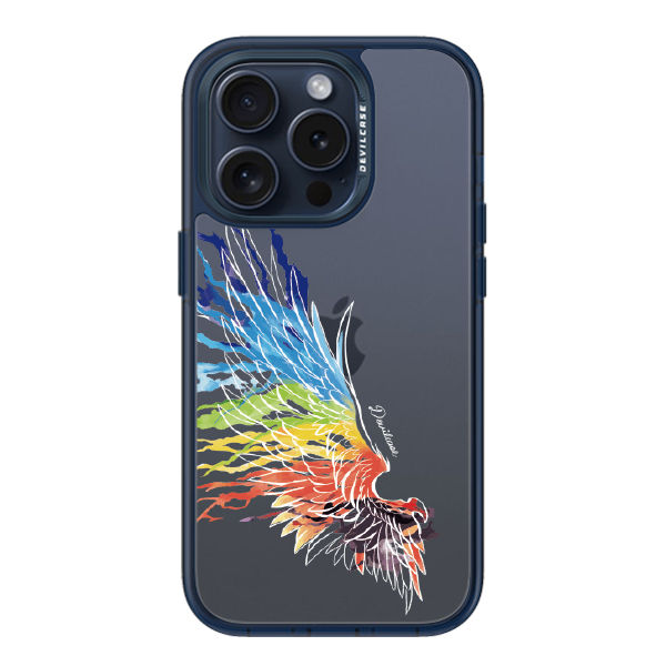 彩繪手機殼 - 彩虹和平翅膀(左白) | 惡魔防摔殼(標準版): 透海藍