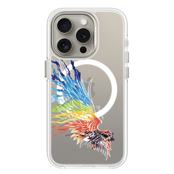 彩繪手機殼 - 彩虹和平翅膀(左白) | 惡魔防摔殼(磁吸版)