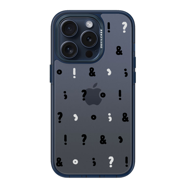 彩繪手機殼 - 簡約標點符號(黑灰字) | 惡魔防摔殼(標準版): 透海藍