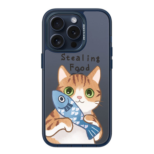 彩繪手機殼 - 橘貓與魚 | 惡魔防摔殼(標準版): 透海藍