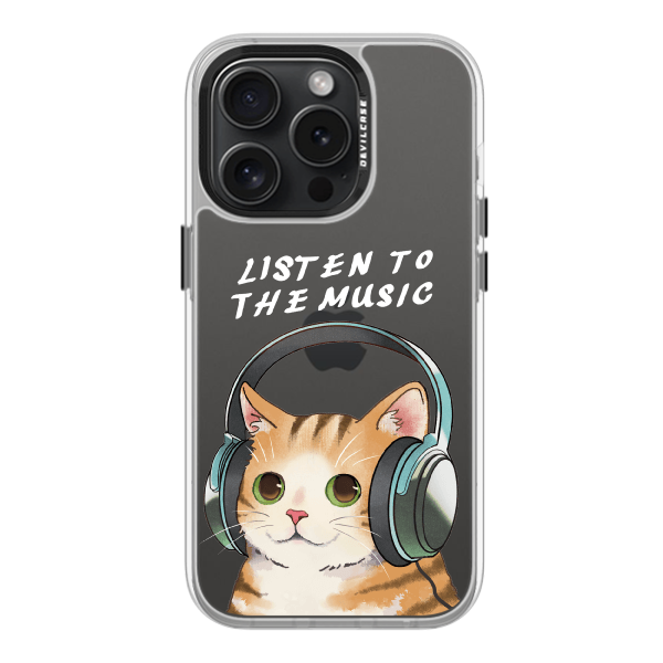 彩繪手機殼 - 貓貓聽音樂 | 惡魔防摔殼(標準版): 透明