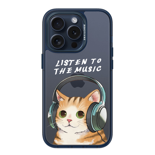 彩繪手機殼 - 貓貓聽音樂 | 惡魔防摔殼(標準版): 透海藍