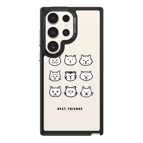 彩繪手機殼 - 黑白貓貓朋友 | 惡魔防摔殼(標準版): 黑色