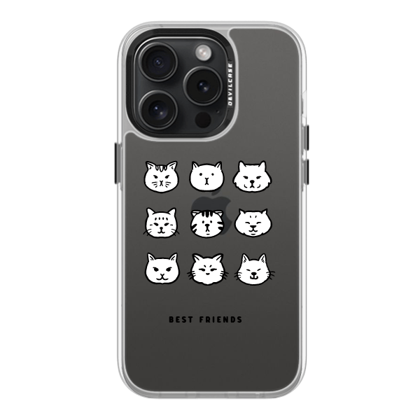 彩繪手機殼 - 黑白貓貓朋友 | 惡魔防摔殼(標準版): 透明