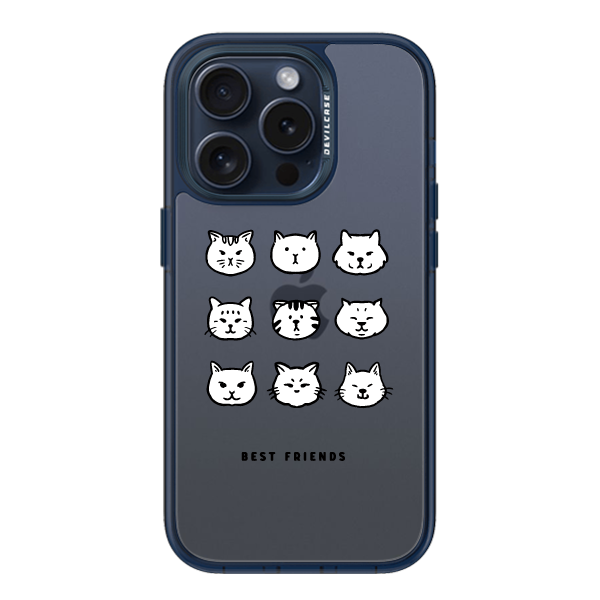 彩繪手機殼 - 黑白貓貓朋友 | 惡魔防摔殼(標準版): 透海藍