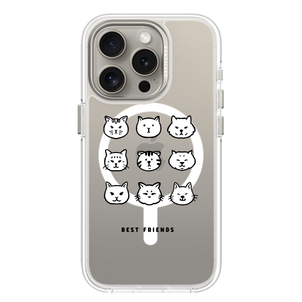 彩繪手機殼 - 黑白貓貓朋友 | 惡魔防摔殼(磁吸版)