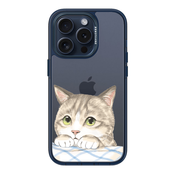 彩繪手機殼 - 虎斑小貓貓 | 惡魔防摔殼(標準版): 透海藍