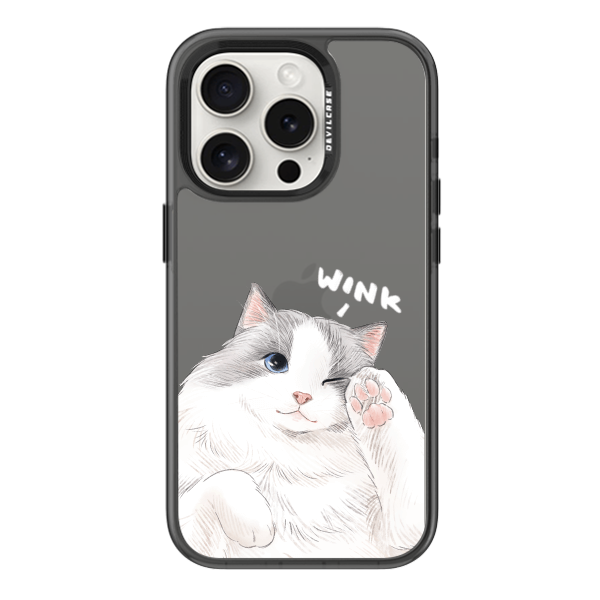 彩繪手機殼 - 布偶貓Wink | 惡魔防摔殼(標準版): 透曜黑
