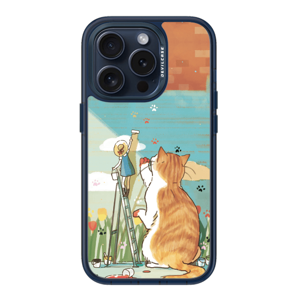 彩繪手機殼 - 巨大貓咪刷油漆 | 惡魔防摔殼(標準版): 透海藍