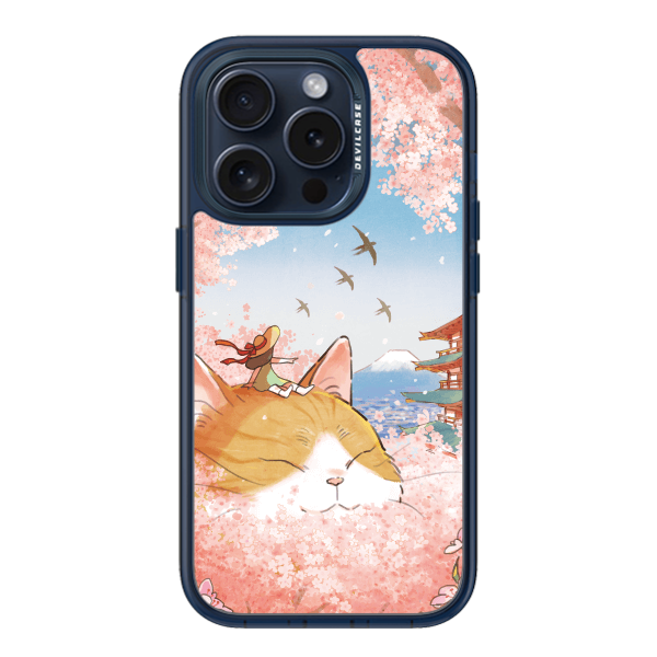 彩繪手機殼 - 巨大貓咪富士山 | 惡魔防摔殼(標準版): 透海藍