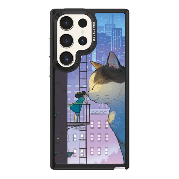 彩繪手機殼 - 巨大貓咪城市 | 惡魔防摔殼(標準版): 黑色