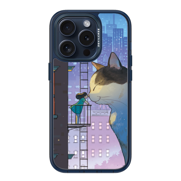 彩繪手機殼 - 巨大貓咪城市 | 惡魔防摔殼(標準版): 透海藍