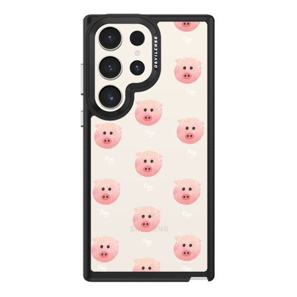 彩繪手機殼 - 粉紅小豬 | 惡魔防摔殼(標準版): 黑色