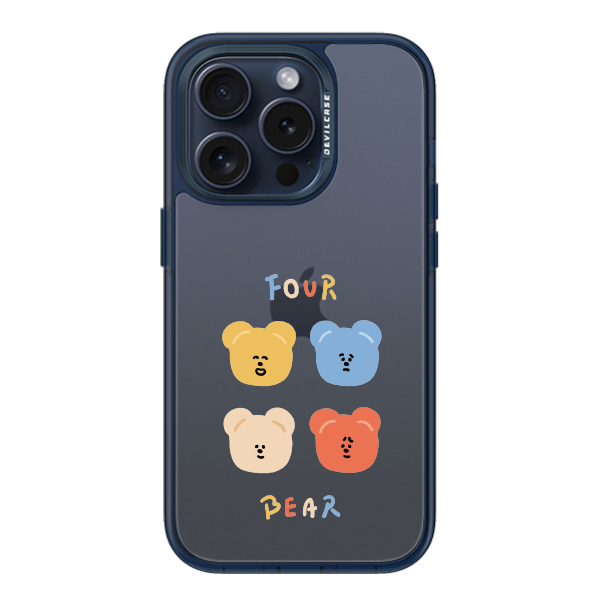 彩繪手機殼 - 四熊熊表情符號 | 惡魔防摔殼(標準版): 透海藍