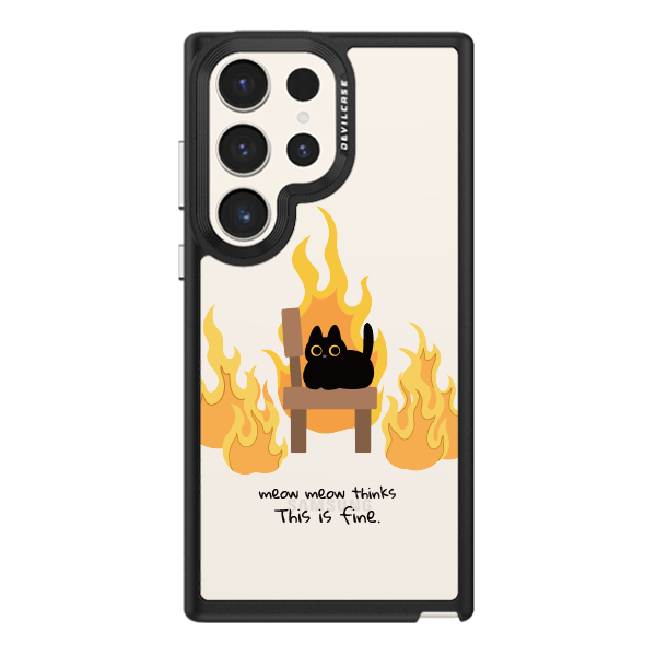 彩繪手機殼 - 燃燒小黑貓 | 惡魔防摔殼(標準版): 黑色
