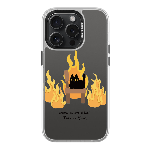 彩繪手機殼 - 燃燒小黑貓 | 惡魔防摔殼(標準版): 透明