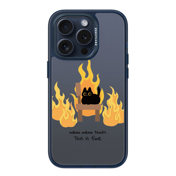 彩繪手機殼 - 燃燒小黑貓 | 惡魔防摔殼(標準版): 透海藍
