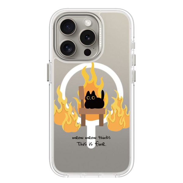 彩繪手機殼 - 燃燒小黑貓 | 惡魔防摔殼(磁吸版)