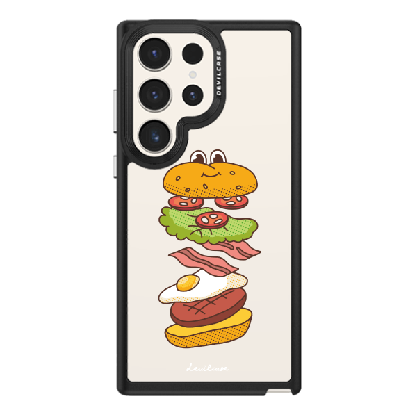 彩繪手機殼 - 分層漢堡包 | 惡魔防摔殼(標準版): 黑色