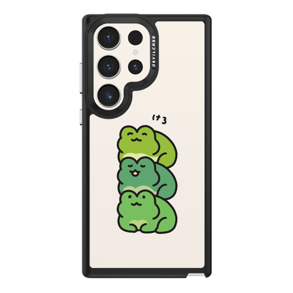 彩繪手機殼 - 疊疊青蛙 | 惡魔防摔殼(標準版): 黑色