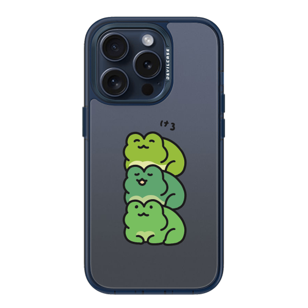 彩繪手機殼 - 疊疊青蛙 | 惡魔防摔殼(標準版): 透海藍