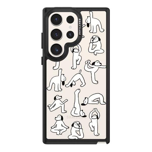 彩繪手機殼 - 瑜珈狗狗 | 惡魔防摔殼(標準版): 黑色