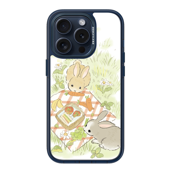 彩繪手機殼 - 兔兔野餐 | 惡魔防摔殼(標準版): 透海藍